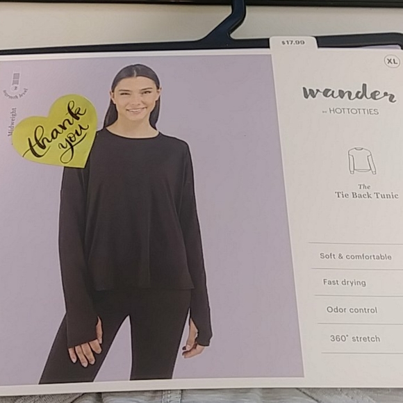 Wander by Hottotties Women's Tie Split Back Tunic, Heather Grey, Size Medium - Picture 5 of 5